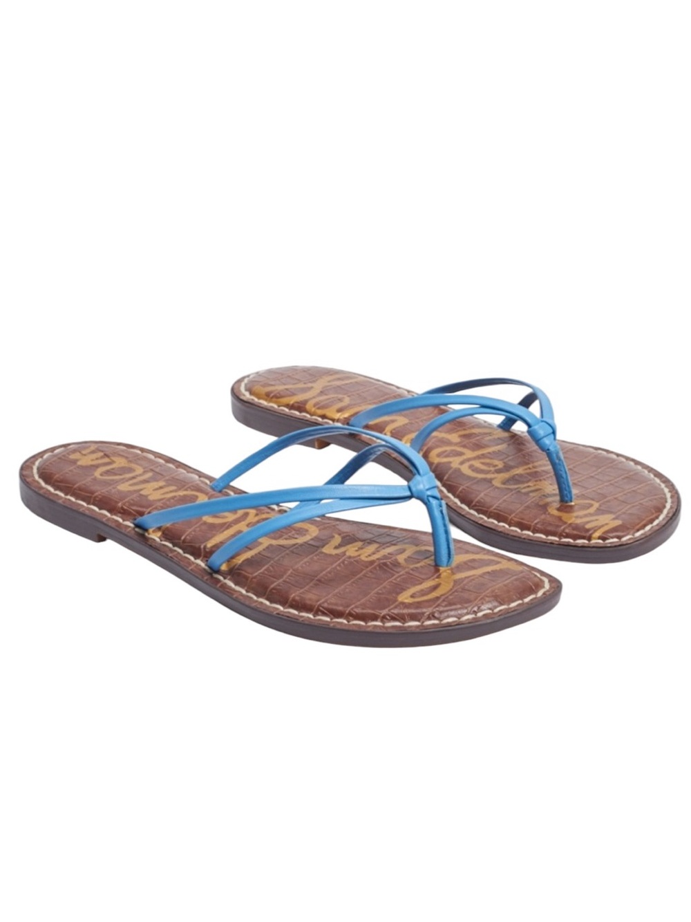 Sam Edelman Gerianne Blue Leather Flip Flops - Women’s Size 7.5💜